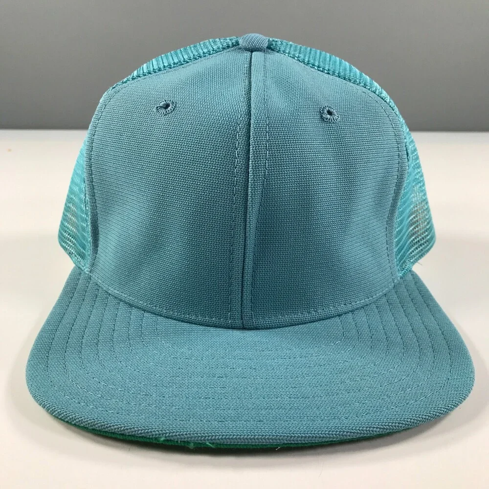 Vintage Light Blue Trucker Hat Boys Youth Size Mesh Back New Era Pro Model